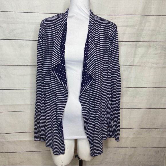 Market & Spruce Stitch Fix blue white open cardi - Picture 1 of 10